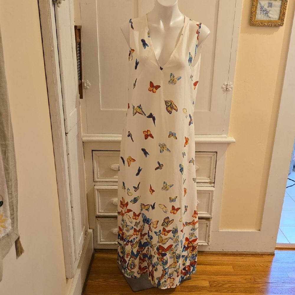 NWT Order Plus white sleeveless butterfly print dress Sz L